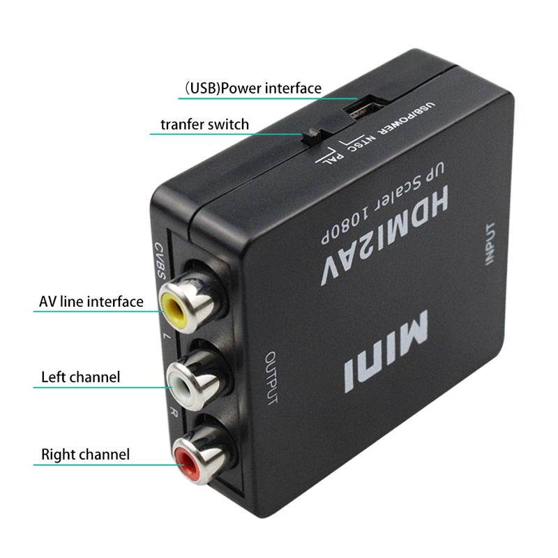 1080P Mini HDMI to VGA to RCA HDMI2AV Composite Adapter Converter with 3.5mm Audio cable VGA2AV / CVBS + Audio to PC HDTV Conver 1080P Mini HDMI to VGA to RCA HDMI2AV Composite Adapter Converter with 3.5mm Audio cable VGA2AV / CVBS + Audio to PC HDTV Conver
