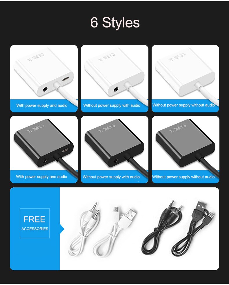 HDMI to VGA Adapter Male To Famale Converter Adapter 1080P Digital to Analog Video Audio For PC Laptop Tablet HDMI to VGA Adapter Male To Famale Converter Adapter 1080P Digital to Analog Video Audio For PC Laptop Tablet