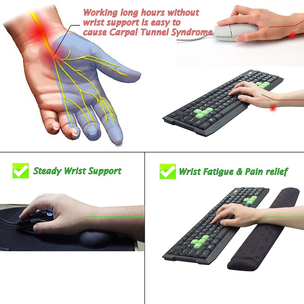 BRILA Memory Foam Ergonomics Mouse & Keyboard Wrist Rest Support Pad Cushion for Office Work and PC gaming, Wrist Pain Relief BRILA Memory Foam Ergonomics Mouse & Keyboard Wrist Rest Support Pad Cushion for Office Work and PC gaming, Wrist Pain Relief