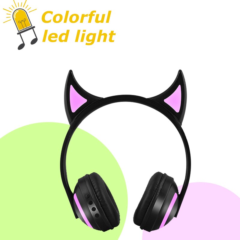 GTIPPOR Cat Ear Bluetooth Stereo Headphones Flashing Glowing cat ear headphones Gaming Headset Earphone 7 Colors LED light GTIPPOR Cat Ear Bluetooth Stereo Headphones Flashing Glowing cat ear headphones Gaming Headset Earphone 7 Colors LED light