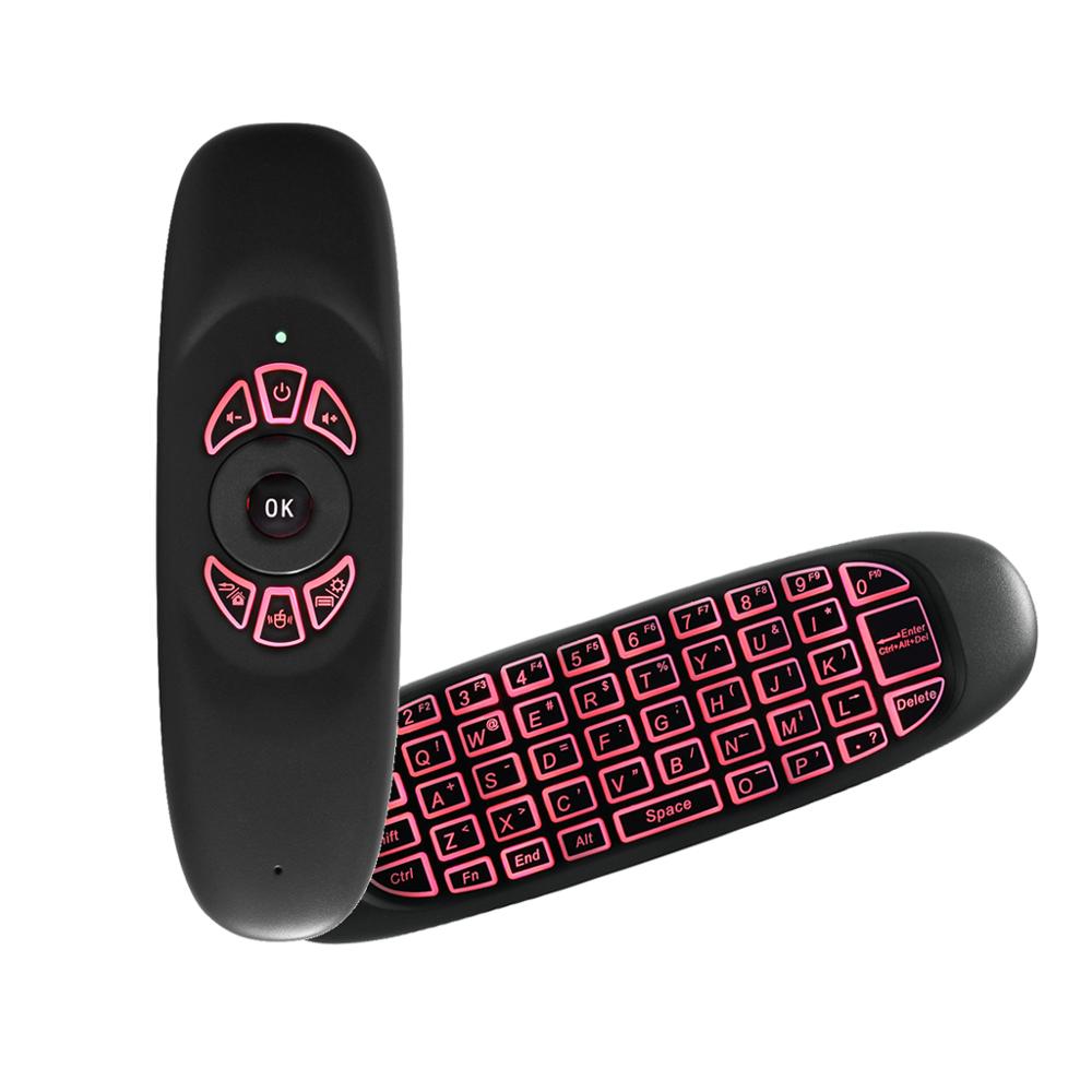 C120 RGB 3 Backlight Fly Air Mouse Wireless Backlit Keyboard G64 Rechargeable 2.4G Smart Remote Control for Android Tv Box C120 RGB 3 Backlight Fly Air Mouse Wireless Backlit Keyboard G64 Rechargeable 2.4G Smart Remote Control for Android Tv Box
